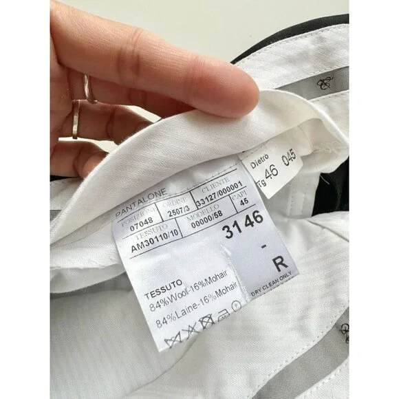 NWOT Men's CANALI Black Travel Wool Mohair Satin-Trimmed Tuxedo Pants, Size 46R - Picture 14 of 16